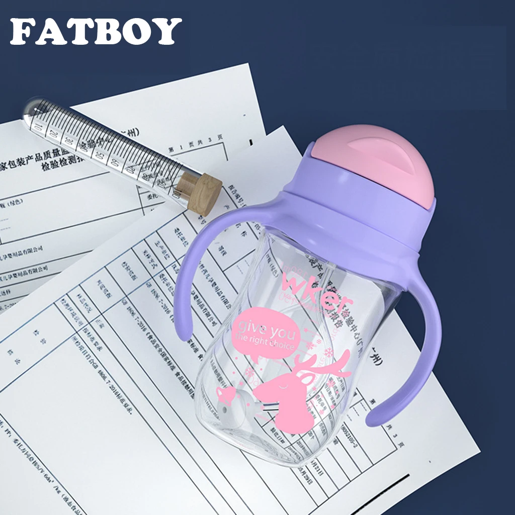 With Cap BPA FREE Cartoon Paper Box PP Silicone Straw Baby Water Bottle