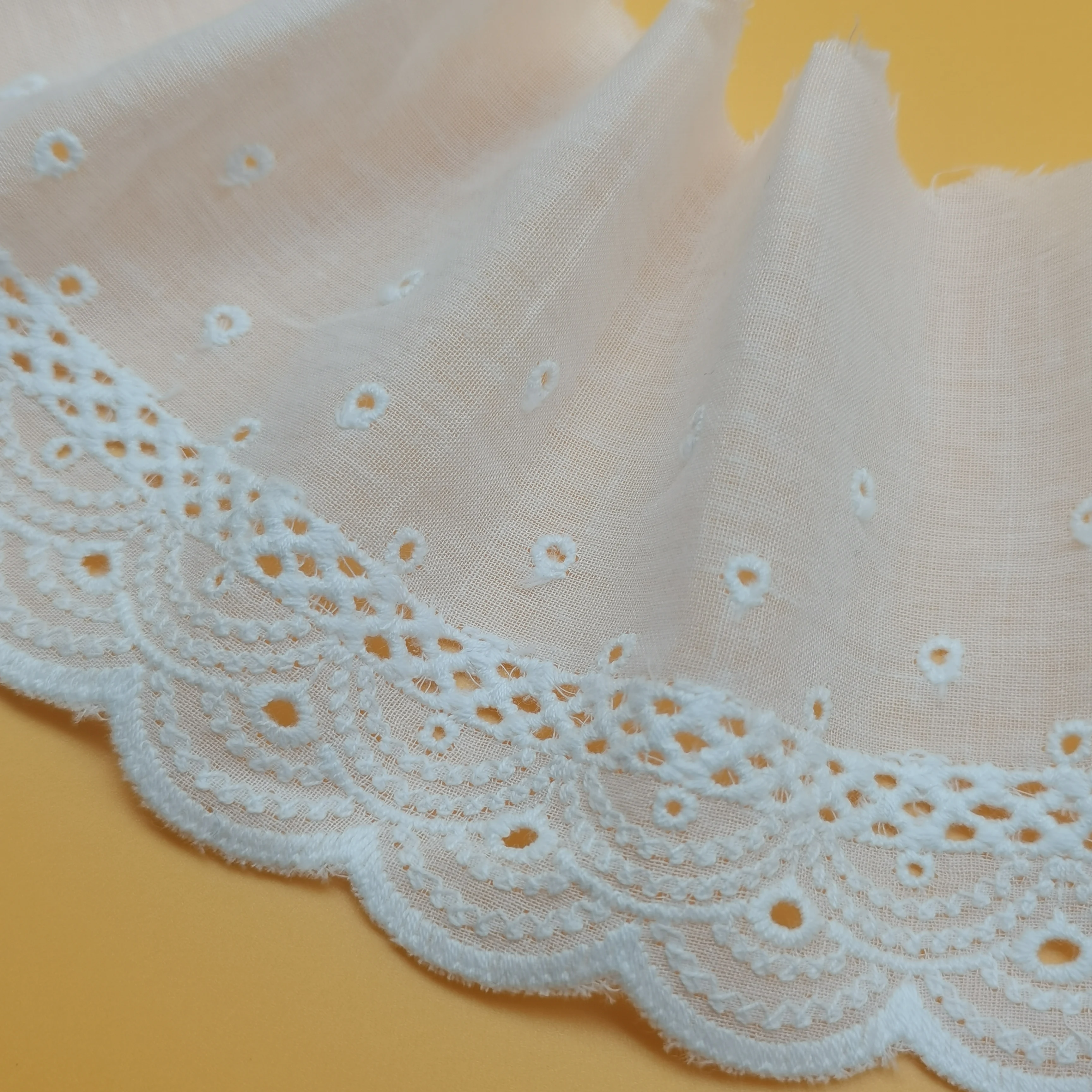 Wholesale 100% Cotton 3D Flower Lace Embroidery Fabric Custom Designed lace decoration for clothing