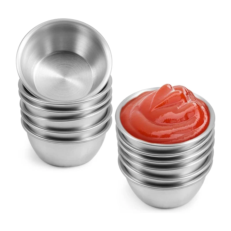 Dishwasher Safe Restaurant Home Mini Sushi Dipping Seasoning Bowls Stainless Steel Condiment Sauce Cups