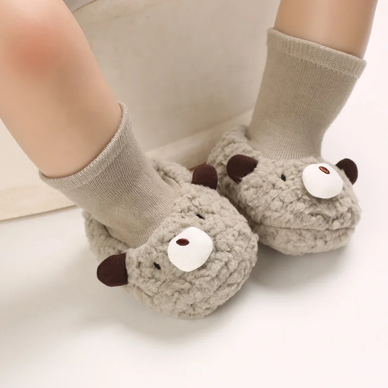 EVERTOP wholesale berber fleece lovely cartoon warm thermal winter baby sock shoes