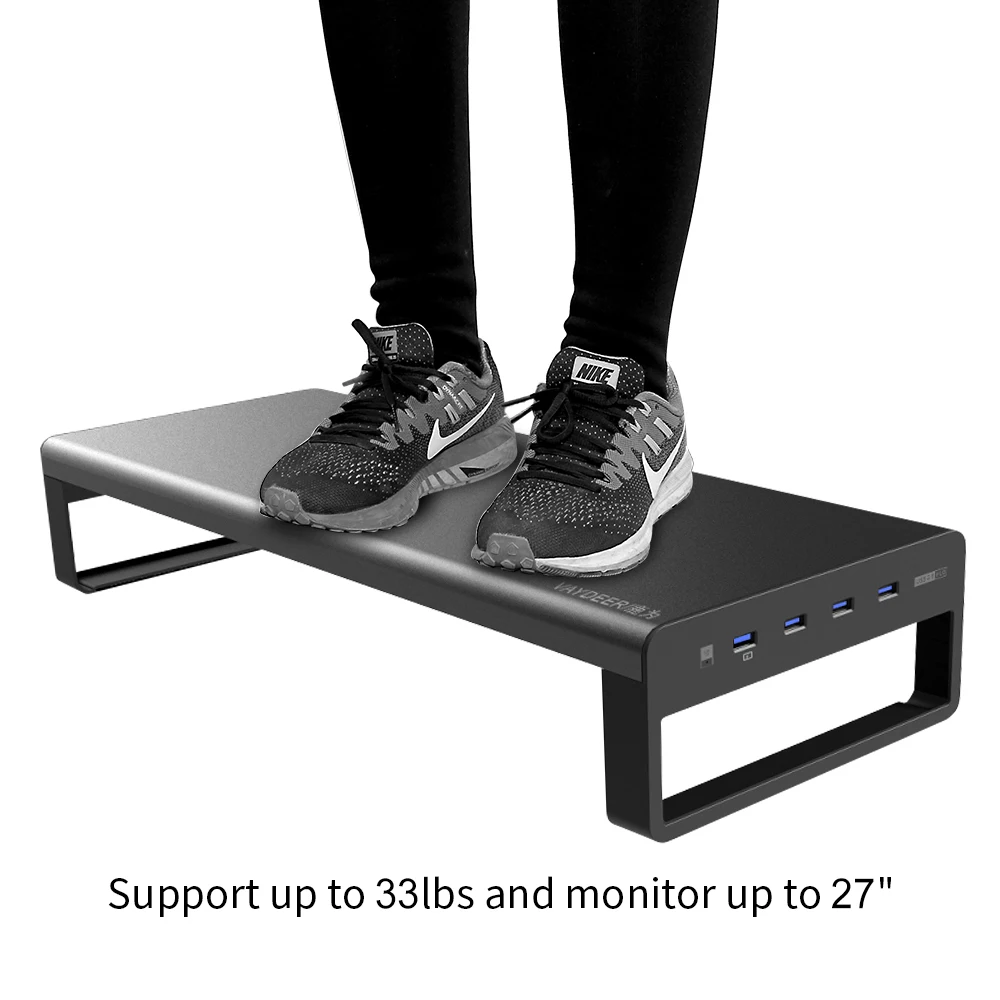 Vaydeer 4 USB 3.0 hub Support Transfer Data and Wireless Charging laptop stand Metal  Monitor stand