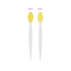 Private Label Exfoliating Lip Brush Nose Cleaning Brush Double Side Soft Silicone Lip Scrub Tool & Nose Blackhead Remove Brush