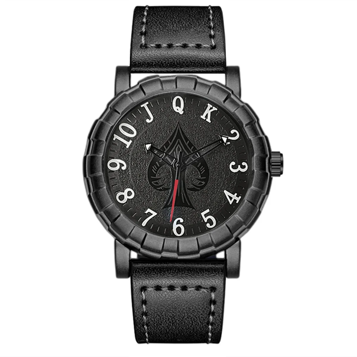 5 PCS Men Watch Fashion Leather Band Spade Poker Dial Watch Luxury Casual Quartz Watch With Bracelets Male Clock Gift