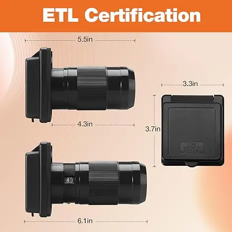 50 Amp 125/250V RV Power Inlet Marine Power Inlet Male Inlet Power Socket for Trailer, Boat, RV Power Inlet