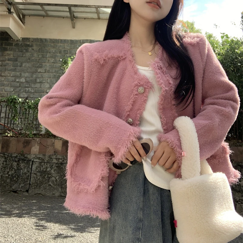 2024 Spring new arrival long sleeve cardigan tassel cable knit  crew neck women sweater coat
