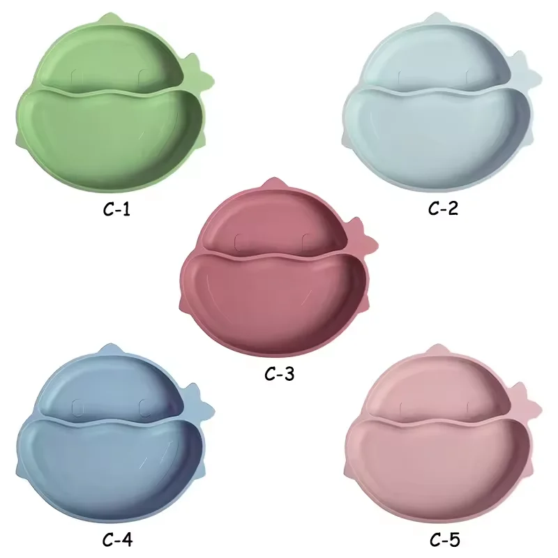 ES-Pro Marine Guardian Eco Friendly Shark Design Silicone Dining Tableware Set Baby Kid Food Grade Suction Plate Dishes Utensils