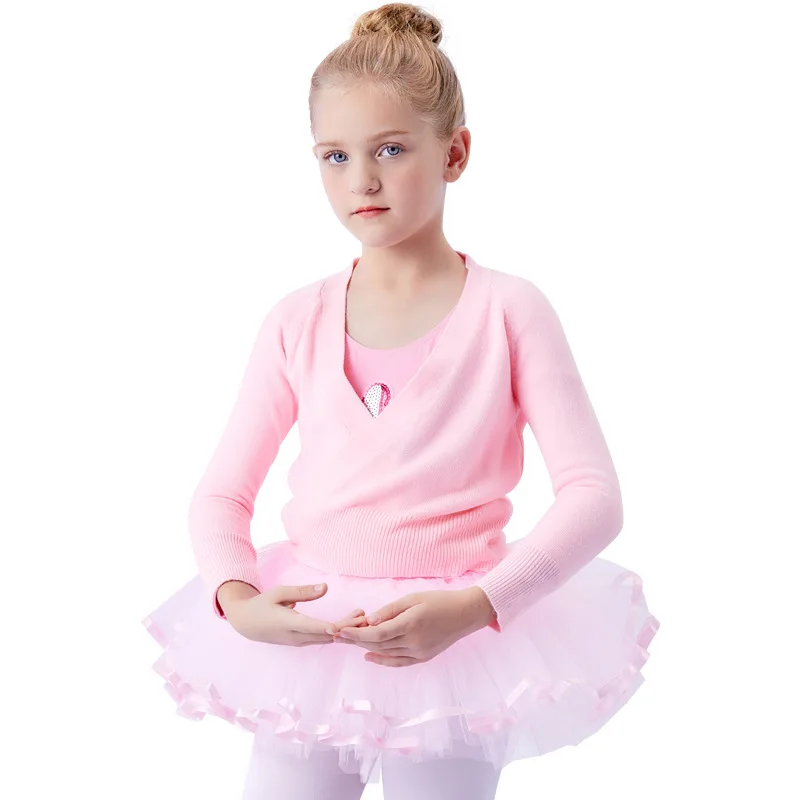 Children Dance Sweater Coat Girls Chinese Ballet Skirt Shawl Autumn  Winter Cardigan plus Knit Long Sleeve Training Clothes