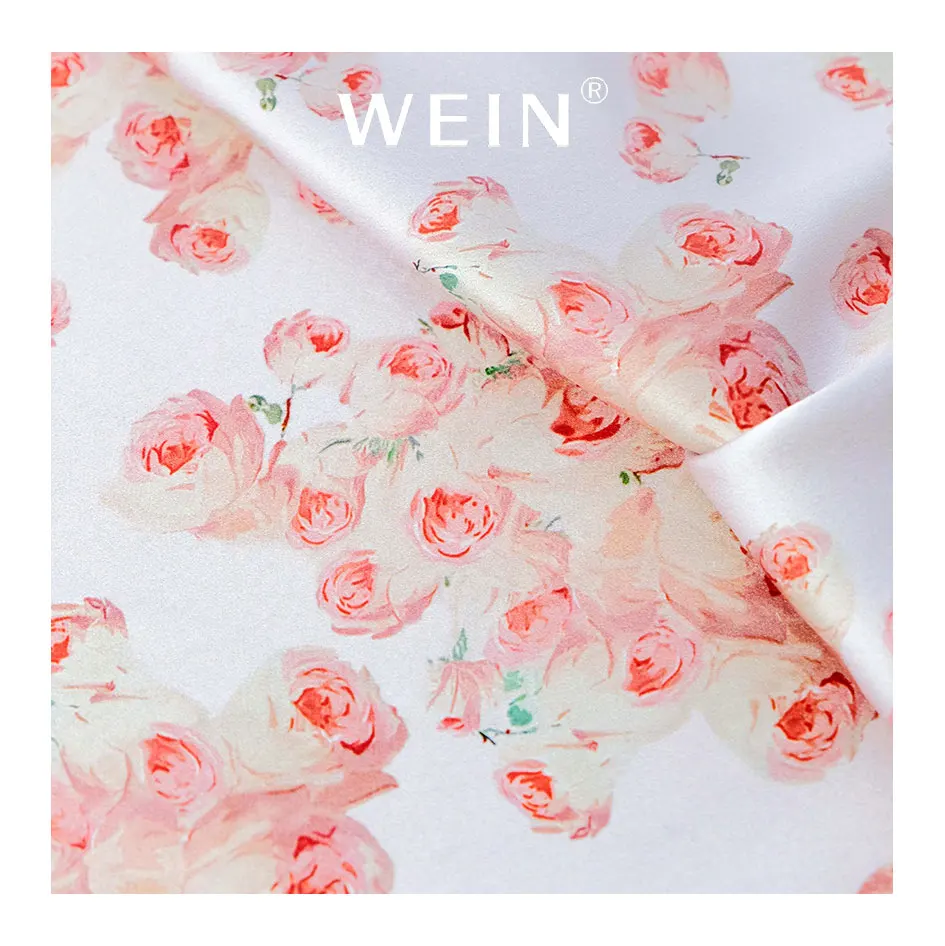 WI-Z0616 Custom Digital Printing Fabrics Silk Satin Rose Floral Pattern Fabric For Clothes