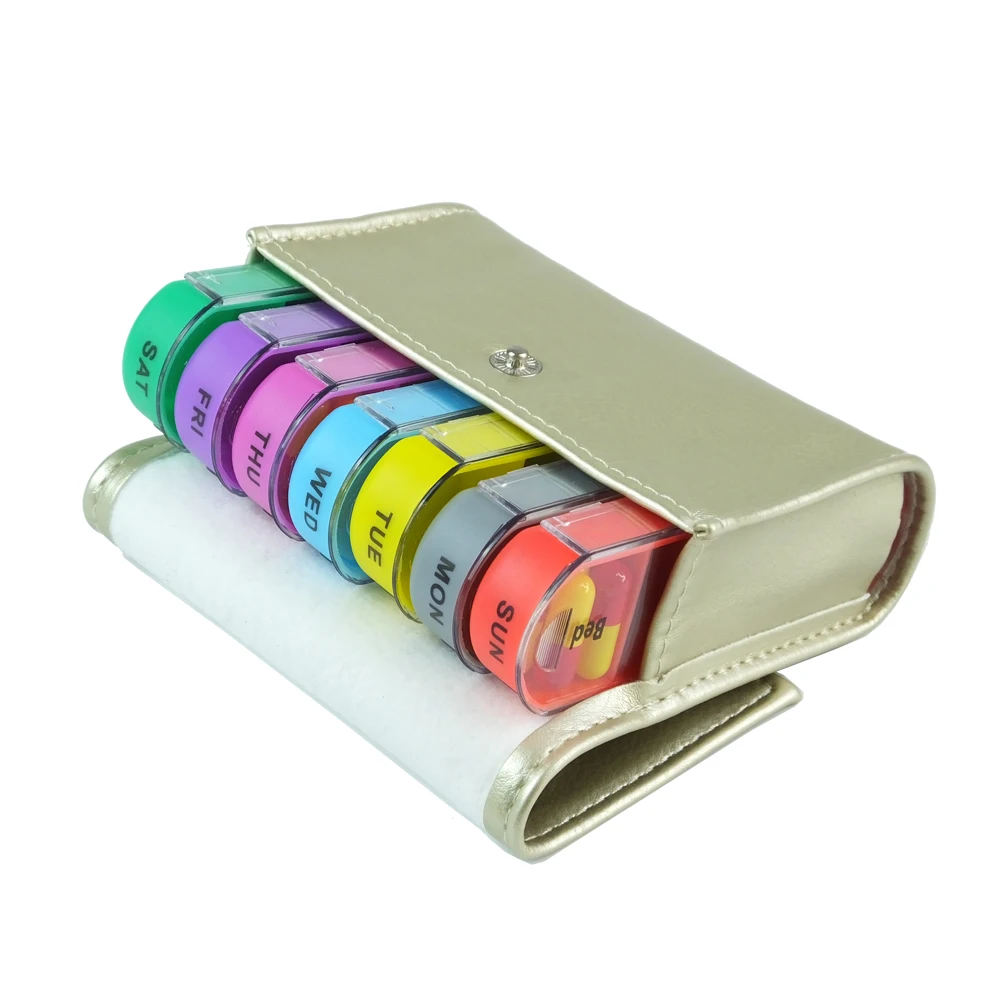Weekly Travel Pill Organizer - Medication Wallet Pill Box Reminder, Pill Container Dispenser Case, 4 Times a Day