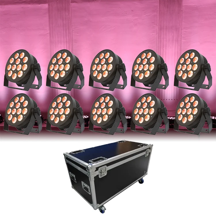 10Pcs New 12X10W Rgbw 4In1 Mixing Color Cast Aluminium Led Par Lights With Flight Case