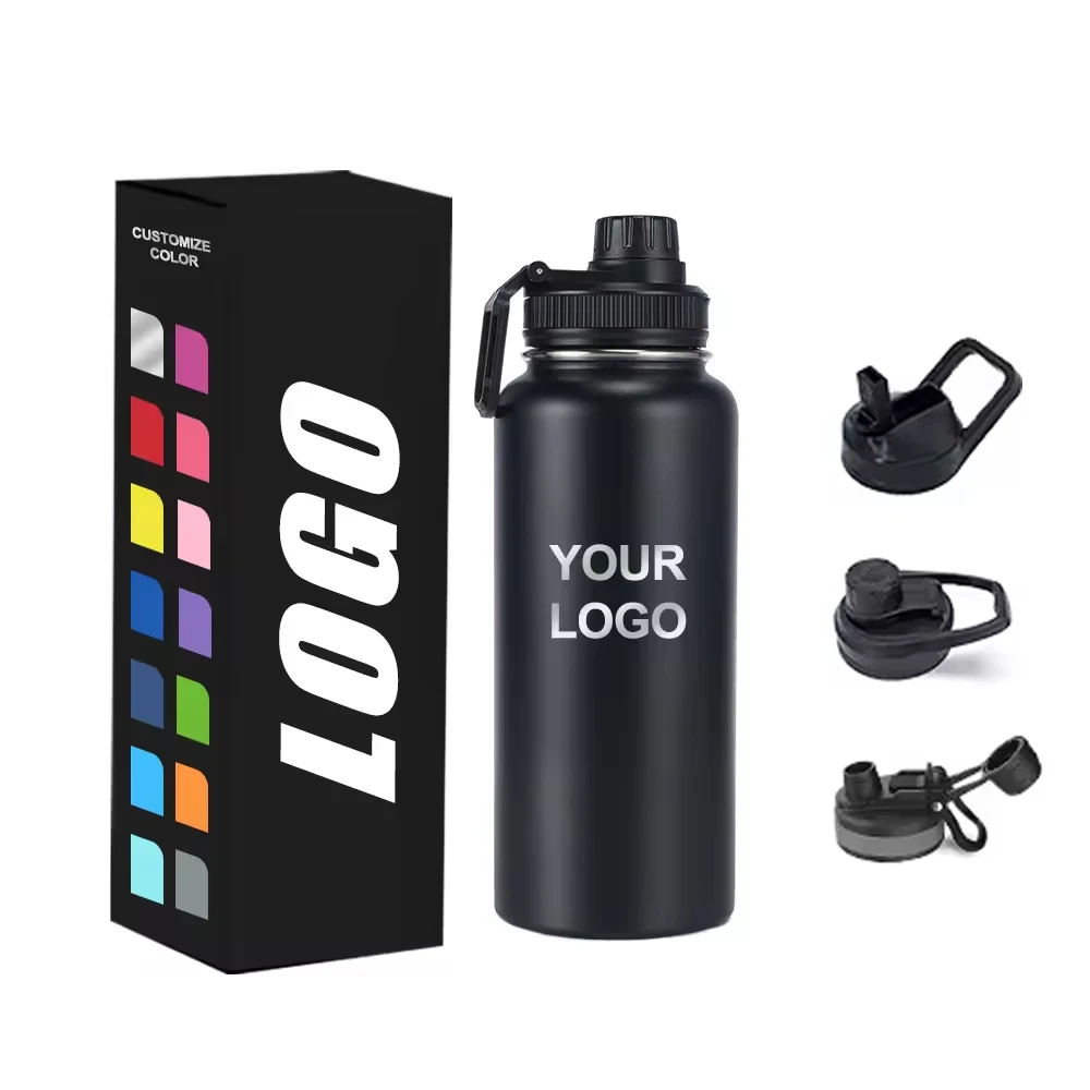 18 oz 32 oz Customized Water Thermal Bottle Flask 304 Stainless Steel Hiking Vacuum Gym Sports Travel Bottle Straw Lid