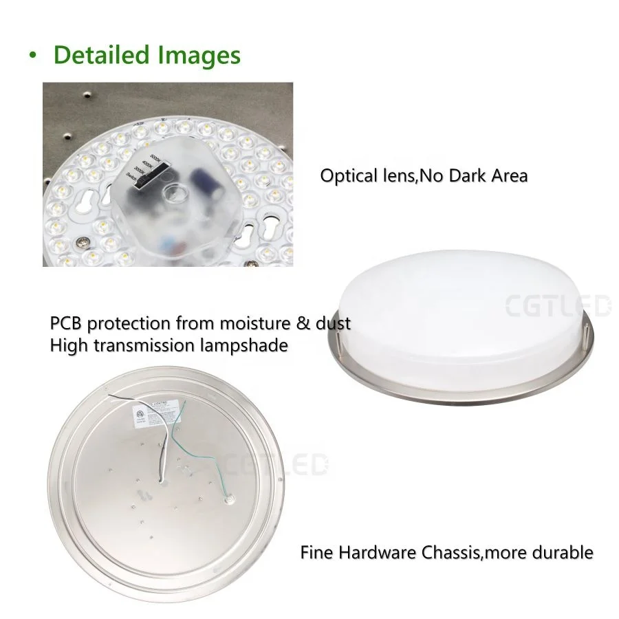15W 18W 24W 30W  LED Flush Mount Ceiling Light Dimmable Brushed Nickel Round Lighting Fixture for Kitchen