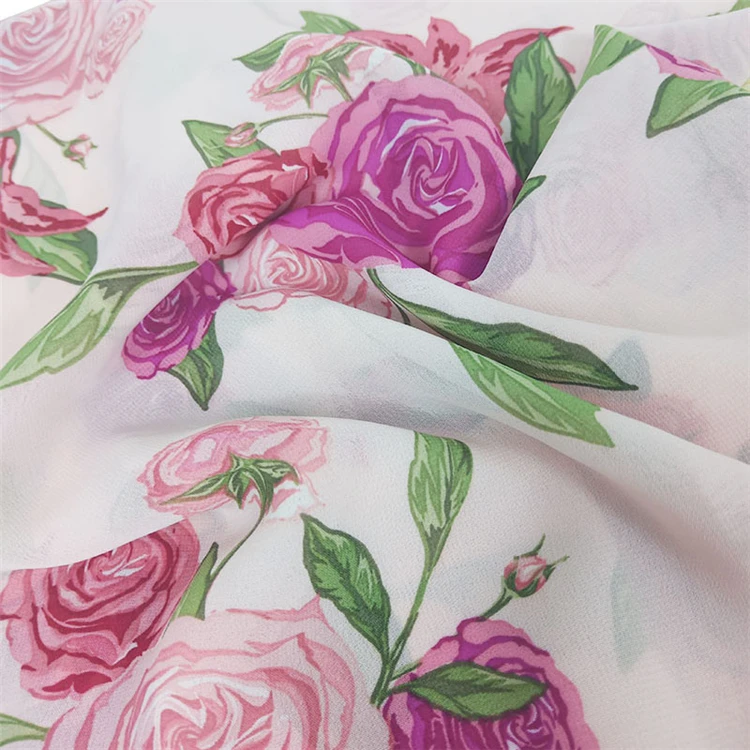 cheap moss georgette purple plain thin crepe fabric with rpet