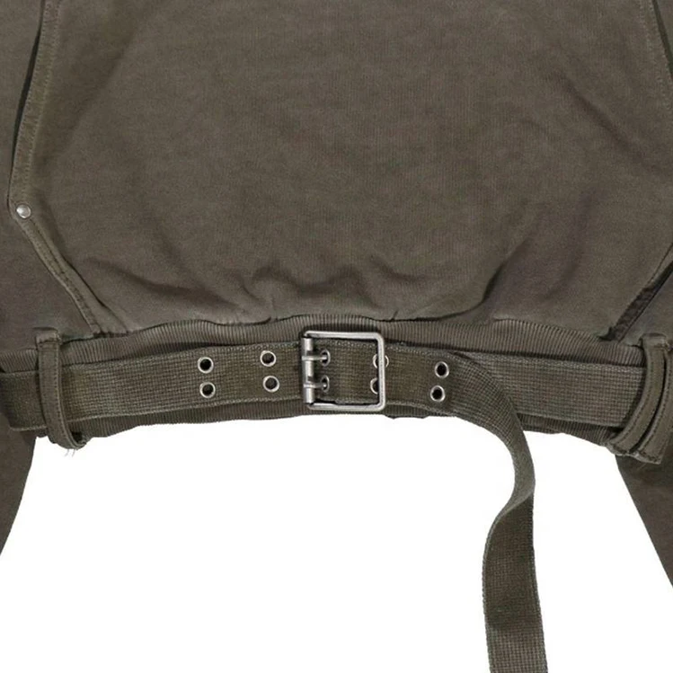 Men Layered Construction Sweatshirt Cotton Blank Heavy Weight Pullover Acid Wash Oversize Adjustable Belt Men Hoodies