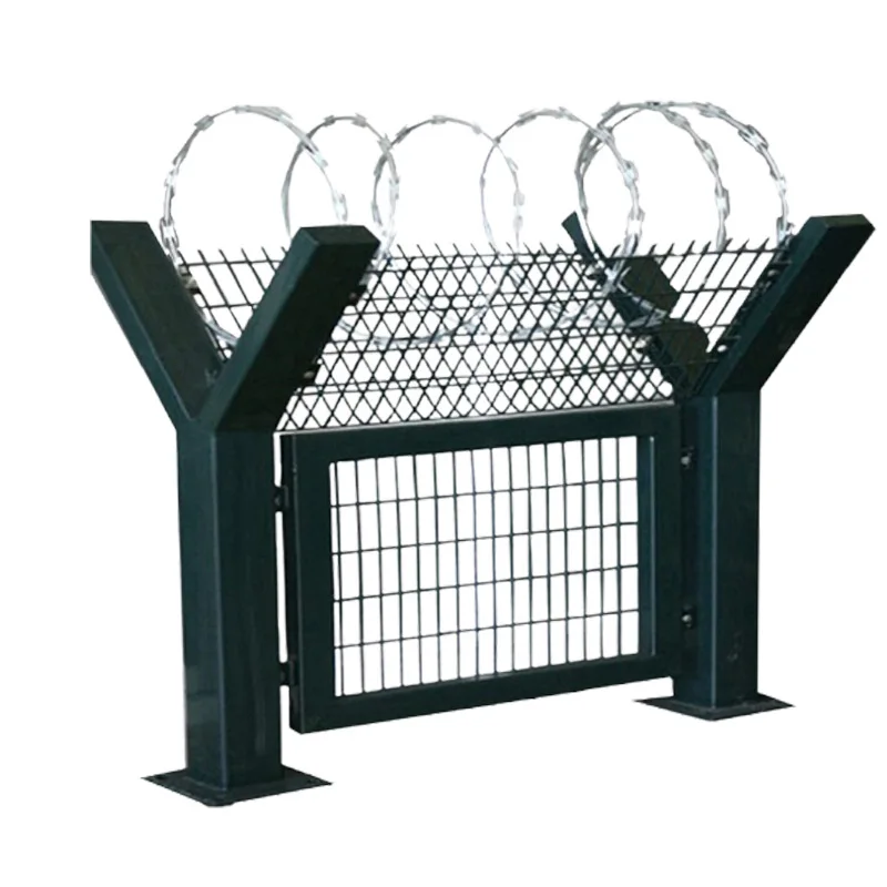 Anti climb Y column fence airport fence netting with the razor wire on top