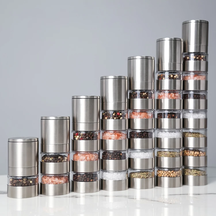 Stainless Steel Salt and Pepper Grinder Set, Adjustable Ceramic Sea Salt & Pepper Grinder, Pepper & Salt Mill