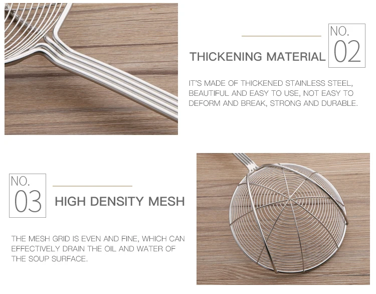 Food grade filter fried food oil noodle strainer fine mesh strainer colander stainless steel pasta strainer