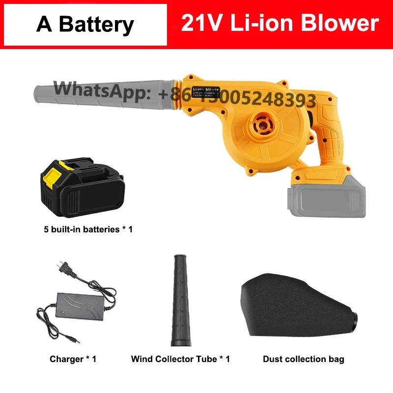 21V 600W Powerful Dust Removal Hair Dryer Cleaning Machine DIY Home Portable Cordless Mini Electric Blower for Garden