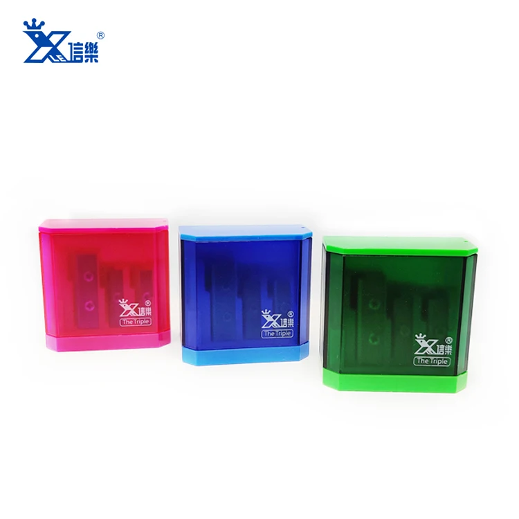Top manufacturer custom logo fancy three holes pencil sharpener cutter transparent shell Pencil Sharpeners for office school