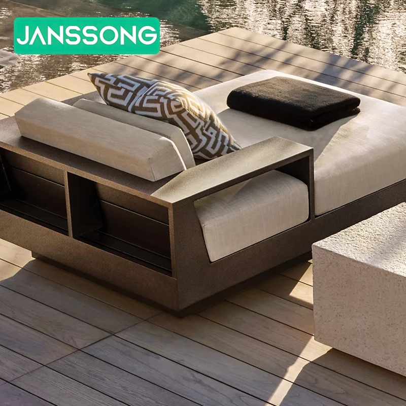 Hotel Outdoor Sun Lounge Bed Resort Outdoor Furniture Patio Aluminum Outdoor Lounge Bed Villa Outdoor Sun Lounge Chair Daybed