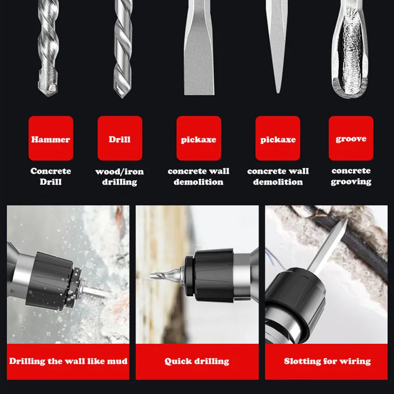 Electric hammer electric pick impact drill household dual-purpose multi-function high-power concrete power tool