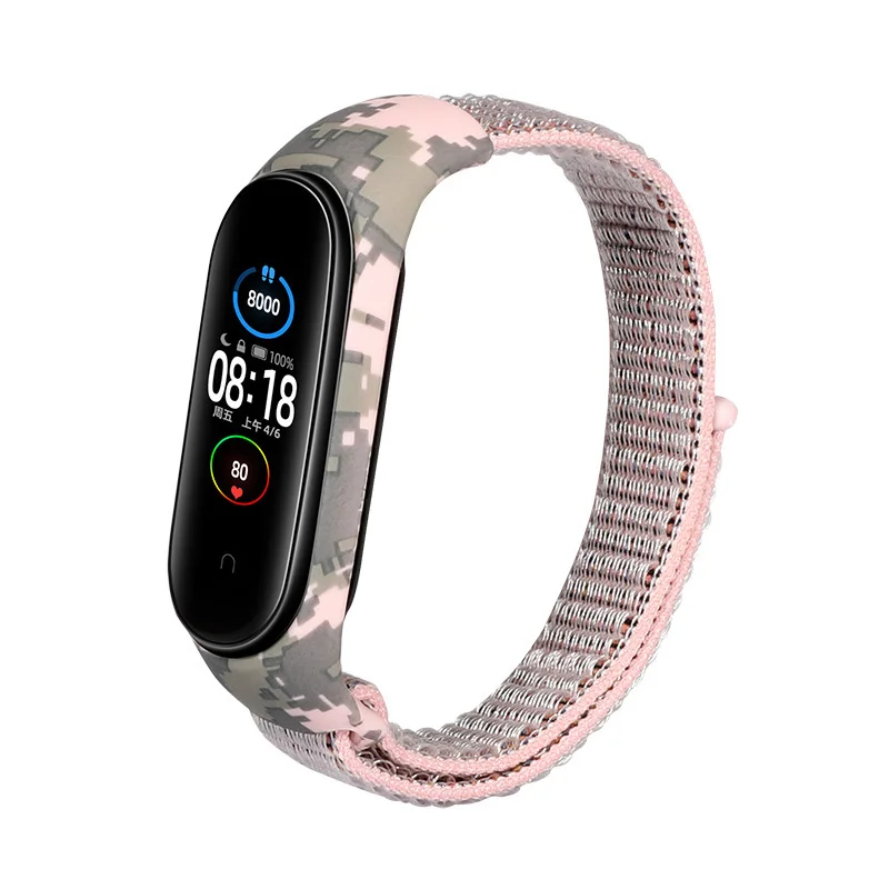 Chinber New Camo TPU Case Woven Elastic Watch Band Hook and Loop Bracelet for Xiaomi Mi Band 6 5 4 3