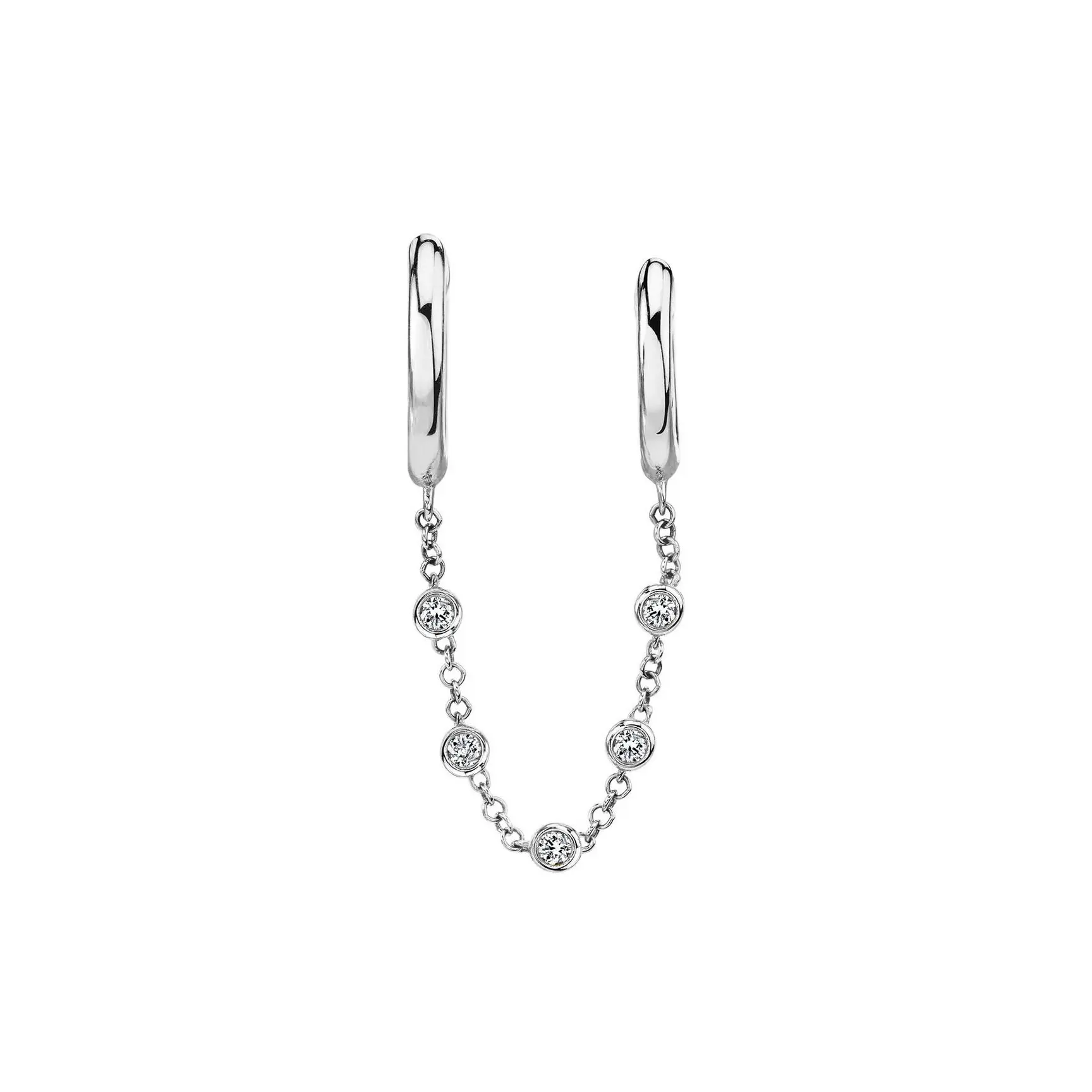 Hot Selling Fashion Ladies 18k Gold Plated Earrings Long Chain Zircon Hoop Earrings Jewelry for women
