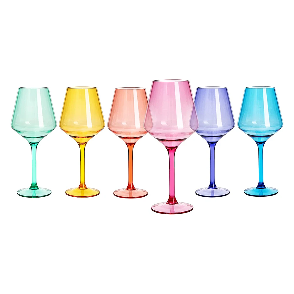 Wholesale Custom Logo Colorful Wine Glasses Tritan Colored Plastic Red Wine Glasses For Wedding