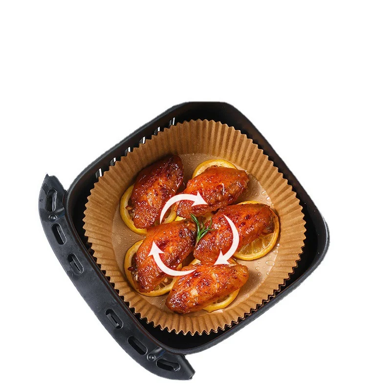 Food Grade High Temperature Resistant 100 pcs Non-stick Air Fryer Disposable Paper Liners Square Round Air Fryer Liners
