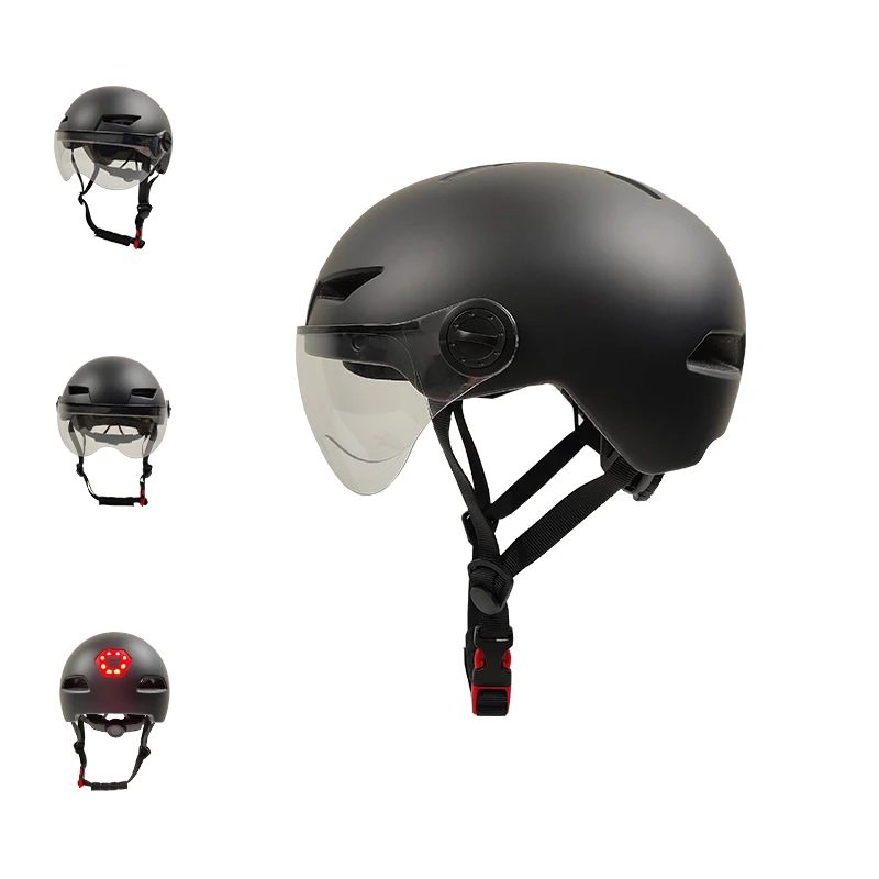 Top quality wholesale ebike helmet bicycle removeable knob lens cycling CE protective bike helmet light