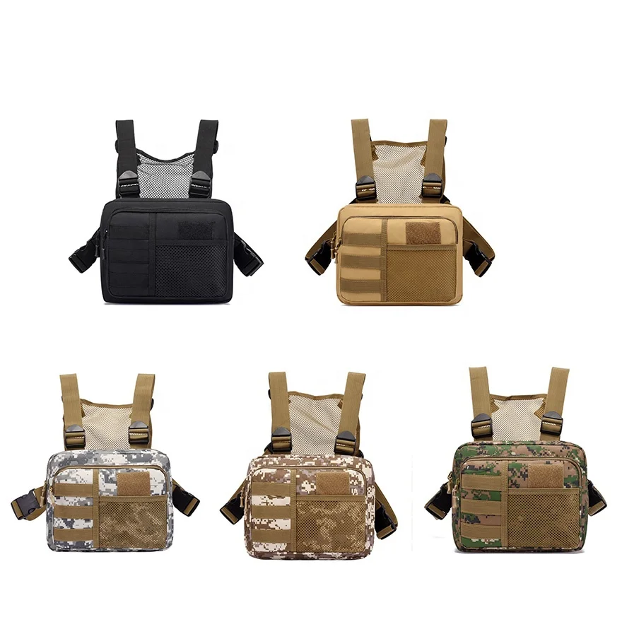 Custom Logo Camouflage Rip-Away Climbing Nylon Oxford Chest Crossbody Messenger Vest Tactical Sling Bag Waterproof