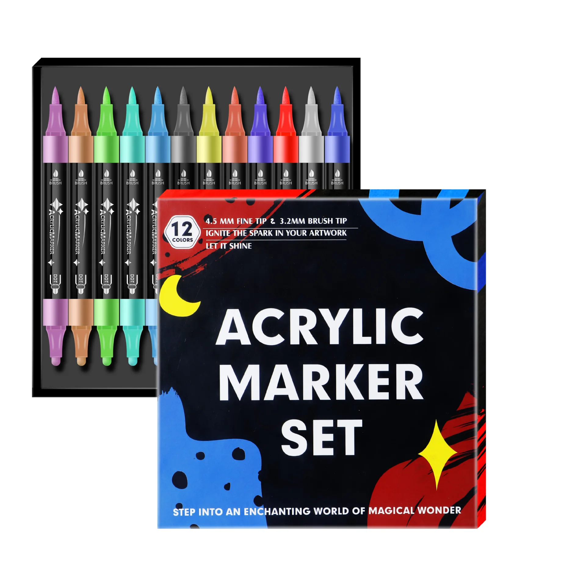 Acrylic marker double head can fold color water acrylic pen color paint brush marker