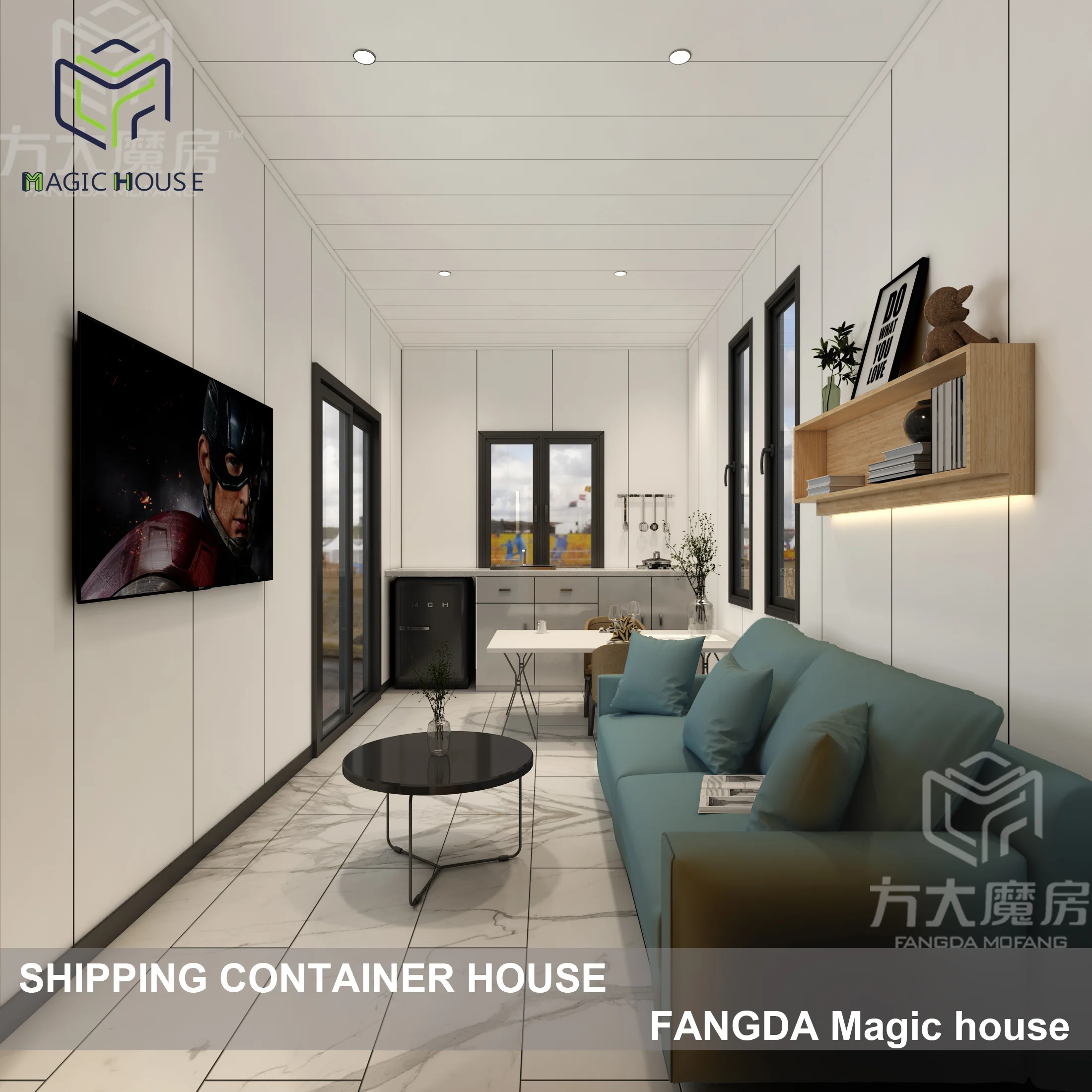 Compact Container Office US Standard 20HQ Office with Bathroom and Foldable Bed Container office with toilet