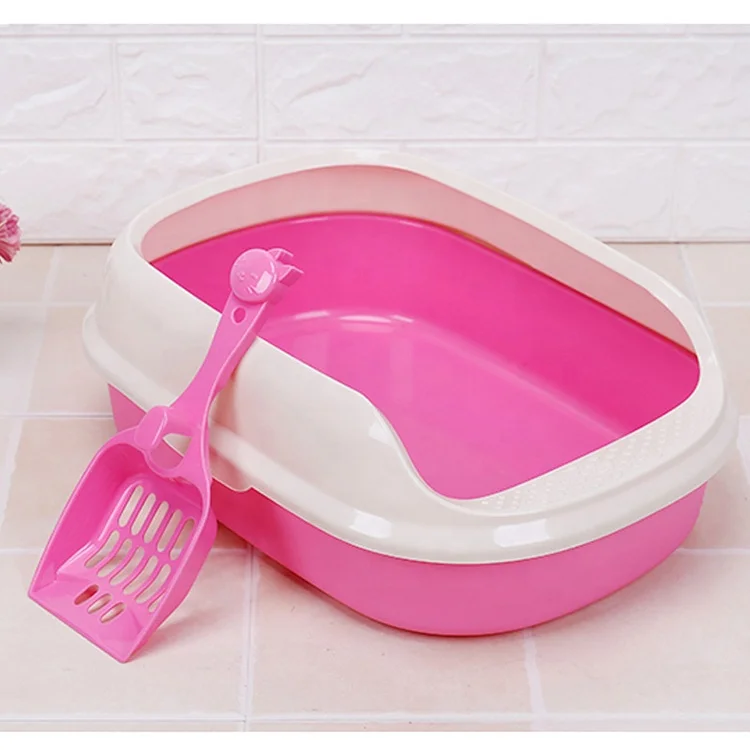 Eco-Friendly Self Cleaning Pet Cat Toilet Box Large Plastic Cat Litter Box Pan With Scoop