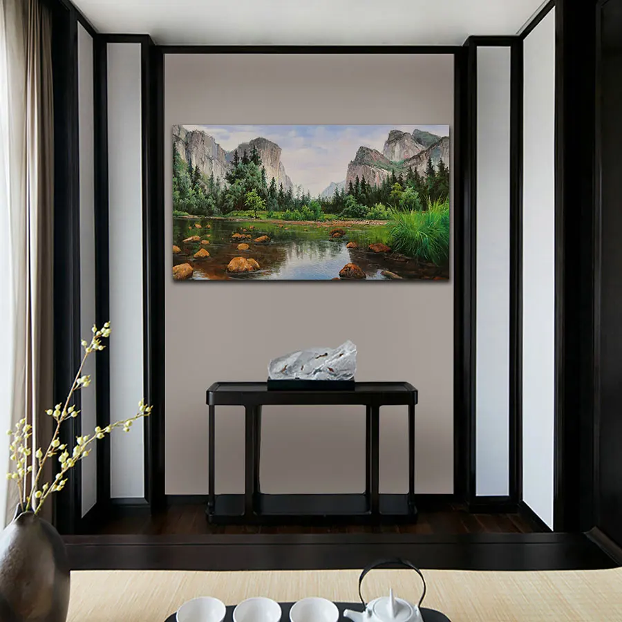 Original Art Factory Wholesale Canvas Painting OEM&ODM Mountain Scene Landscape Scenery Oil Printed Hotel Room Wall Decor