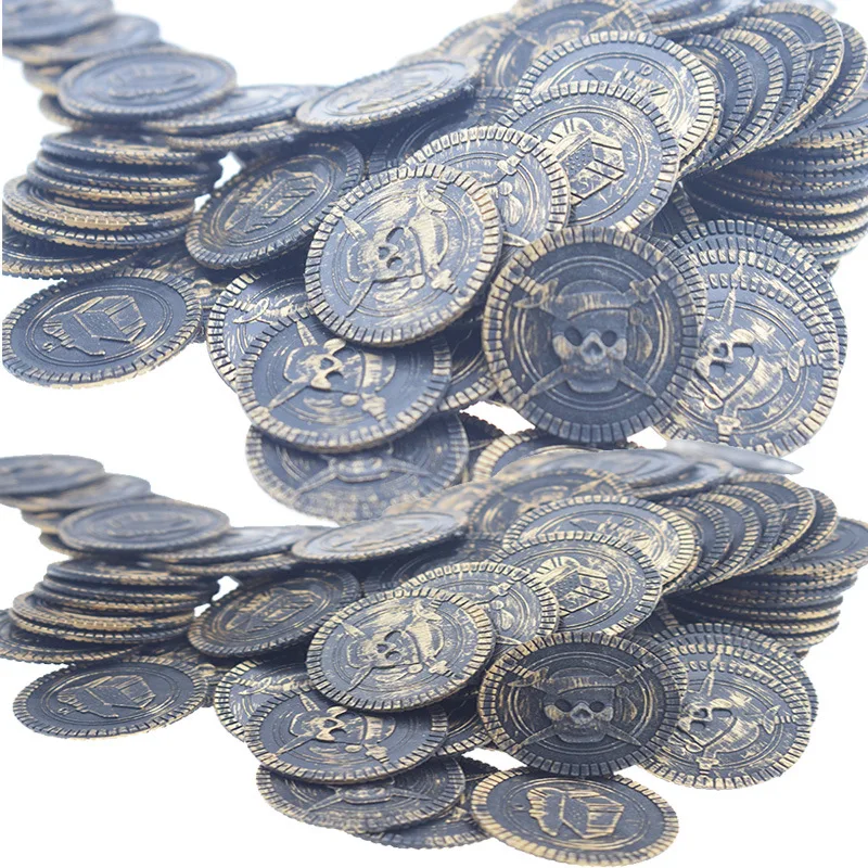 hotsale plastic pirate game gold silver coins