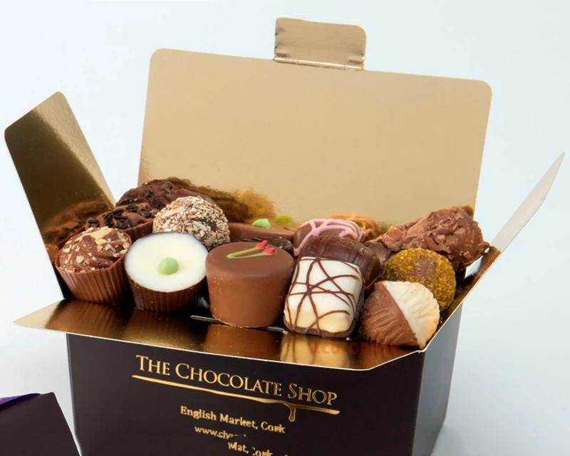 Full Printing Easy Assemble Empty Chocolate Truffle Boxes Black Chocolate Christmas Gift Box