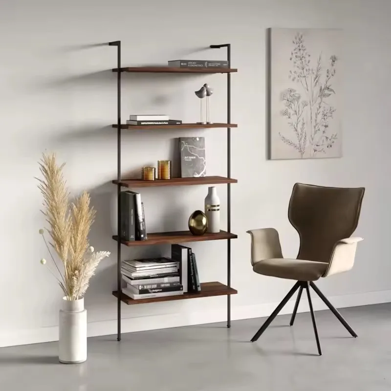Wall-mounted storage racks office living room bookshelf stands wooden metal bookcases