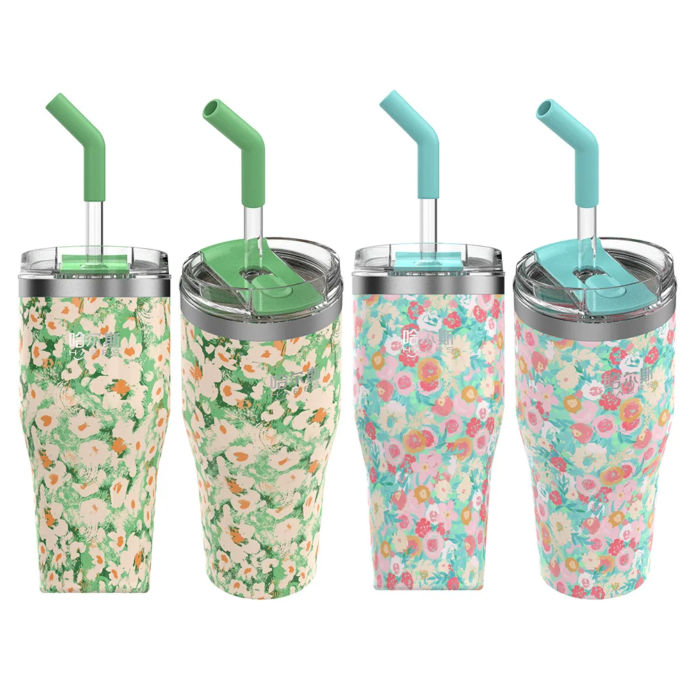 2023 New Hot Sales 18/8 Vacuum Travel Treks Tumbler With Handle And Straw Customize Logo