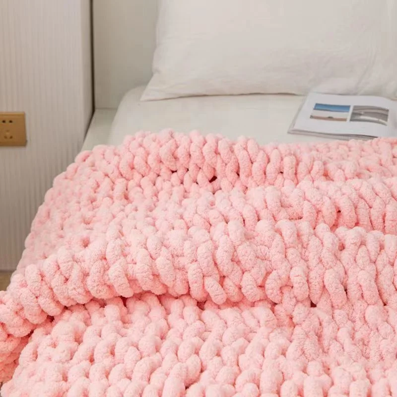 Chunky Knit Soft Large Cable Knitted Throw Bed Sofa Weighted Blanket Arm Knitted Weighted Blanket