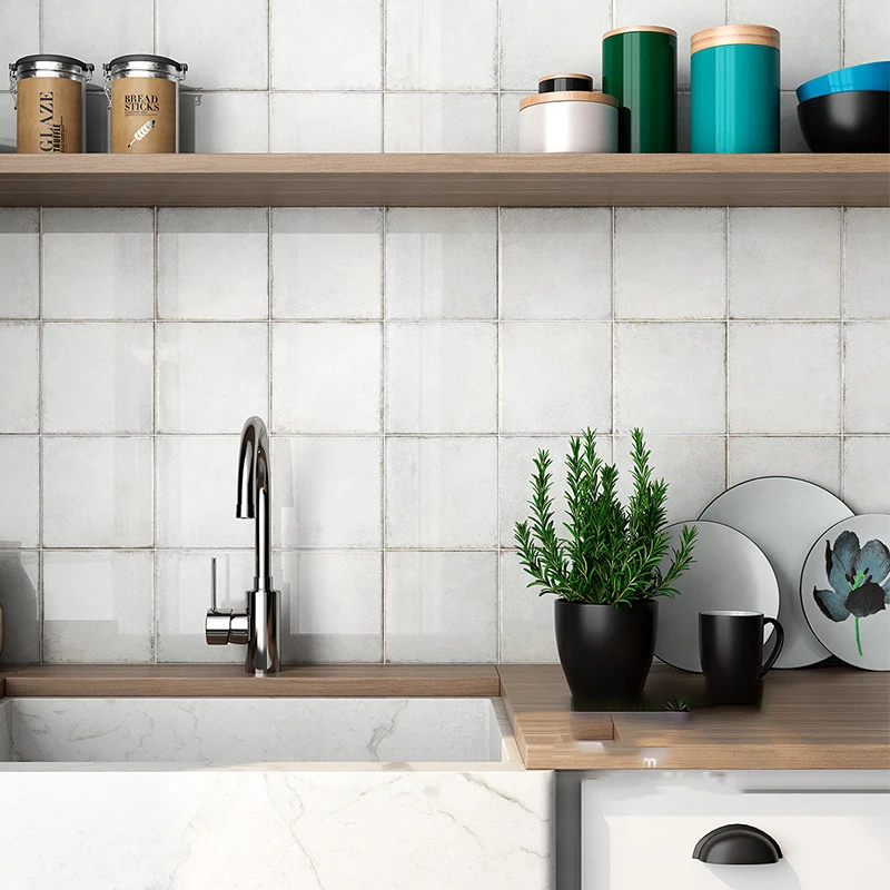 Nordic Morandi macaron small white brick bathroom kitchen bar bread brick full ceramic wall tile