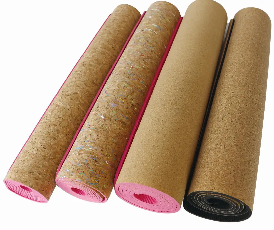 Custom Woman Pilates Exercise Sweat Resistant Sport Eco Friendly Cork Natural Rubber Yoga Mat
