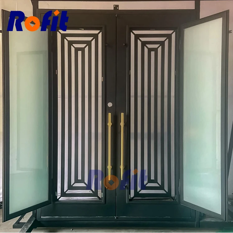 Professional manufacturing doors wrought iron seciroty gates Easy to install wrought iron entrance door awning