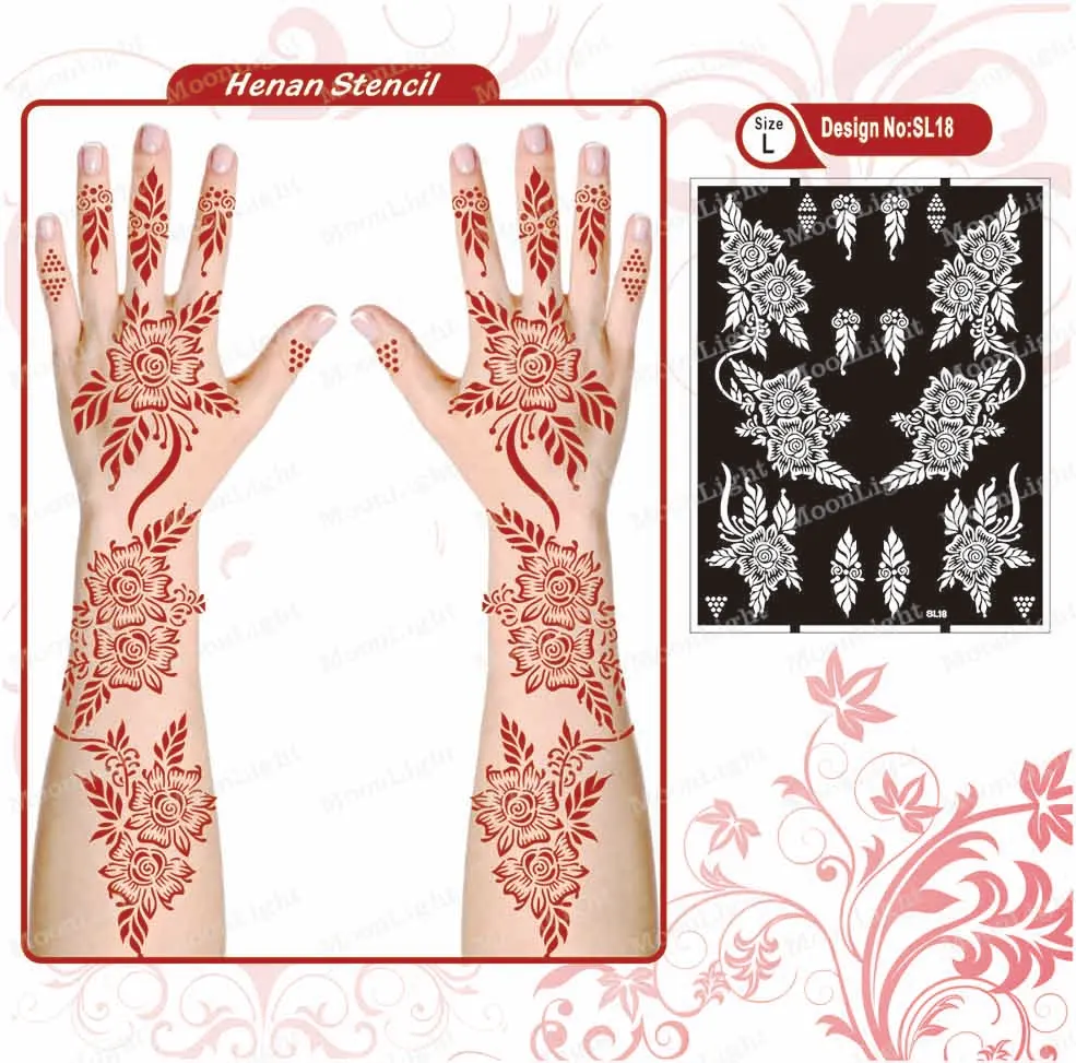 Large Size Temporary Tattoo Stencils Indian Arabian Henna Tattoo Stencils Glitter Airbrush Tattoo Stickers for Women   Girls
