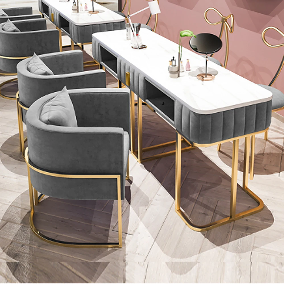 Double Seated Manicure Table Nail Table with Exhaust Fan Metal Salon Furniture for Sale for Spa Shop Wooden Modern Customized