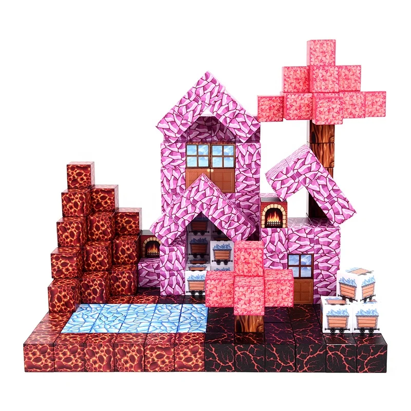 New style 2.5cn magnet world building block magnetic build mine set Buildable game for kids OEM MOQ 100 set