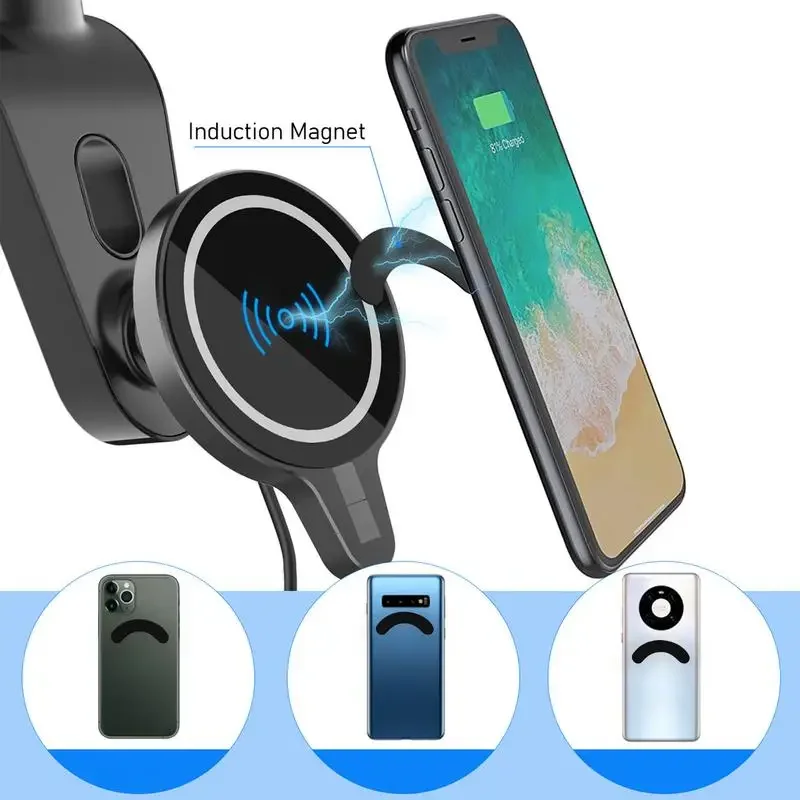 Car Magnet Phone Mount Charger 15W Car Phone Mount Wireless Magnetic Charger Hands Free Car Mount Magnetic Phone Holder