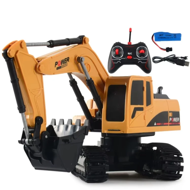 Hot 5 CH RC Engineering Vehicle Excavator Toy 2.4G Remote Control Construction Truck Racing Feature Hobby USB Cable Made Metal