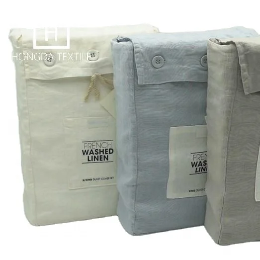 French linen bed set wholesale stone washed vintage look cozy customized 100 French linen bed sheet