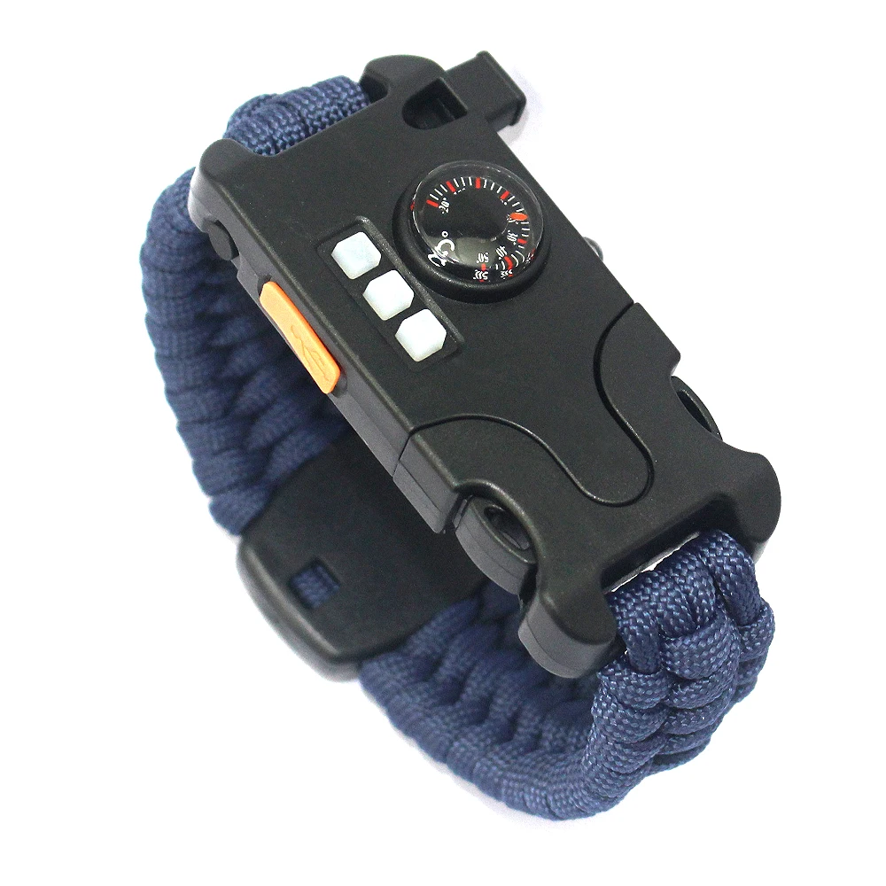 New 2020 Survival Bracelet with Mini Compass, Custom Design Hiking Bracelet with SOS Flashlight